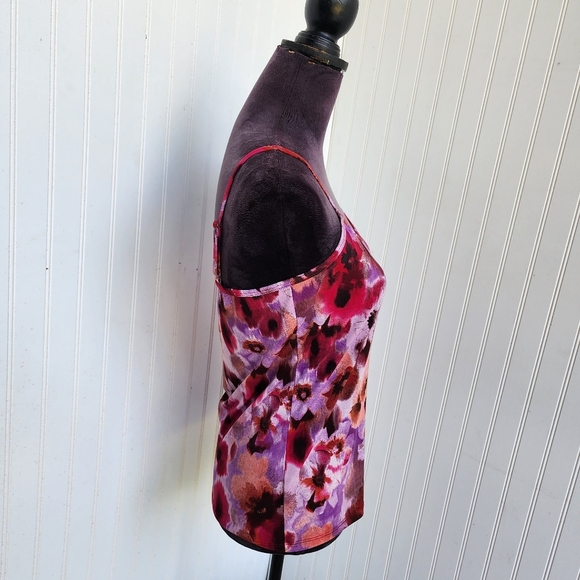 Clear Sky Multicolor Floral Adjustable Spagetti Strap Tank Top Stretch Size M - Picture 4 of 10
